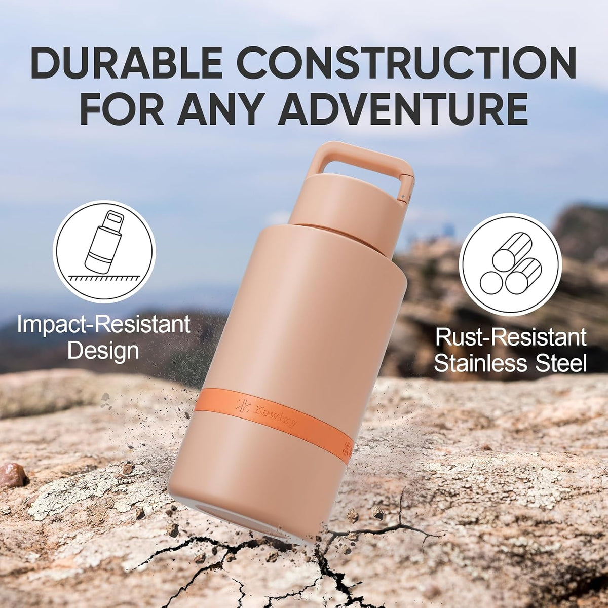 KEWIXY Insulated Dog Travel Water Bottle with Detachable Bowls - Sunset:Life is Better / 32 Oz - image 3