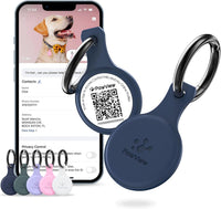 QR & NFC Pet ID Tag, Silent Silicone Dog Name Tag - Blue