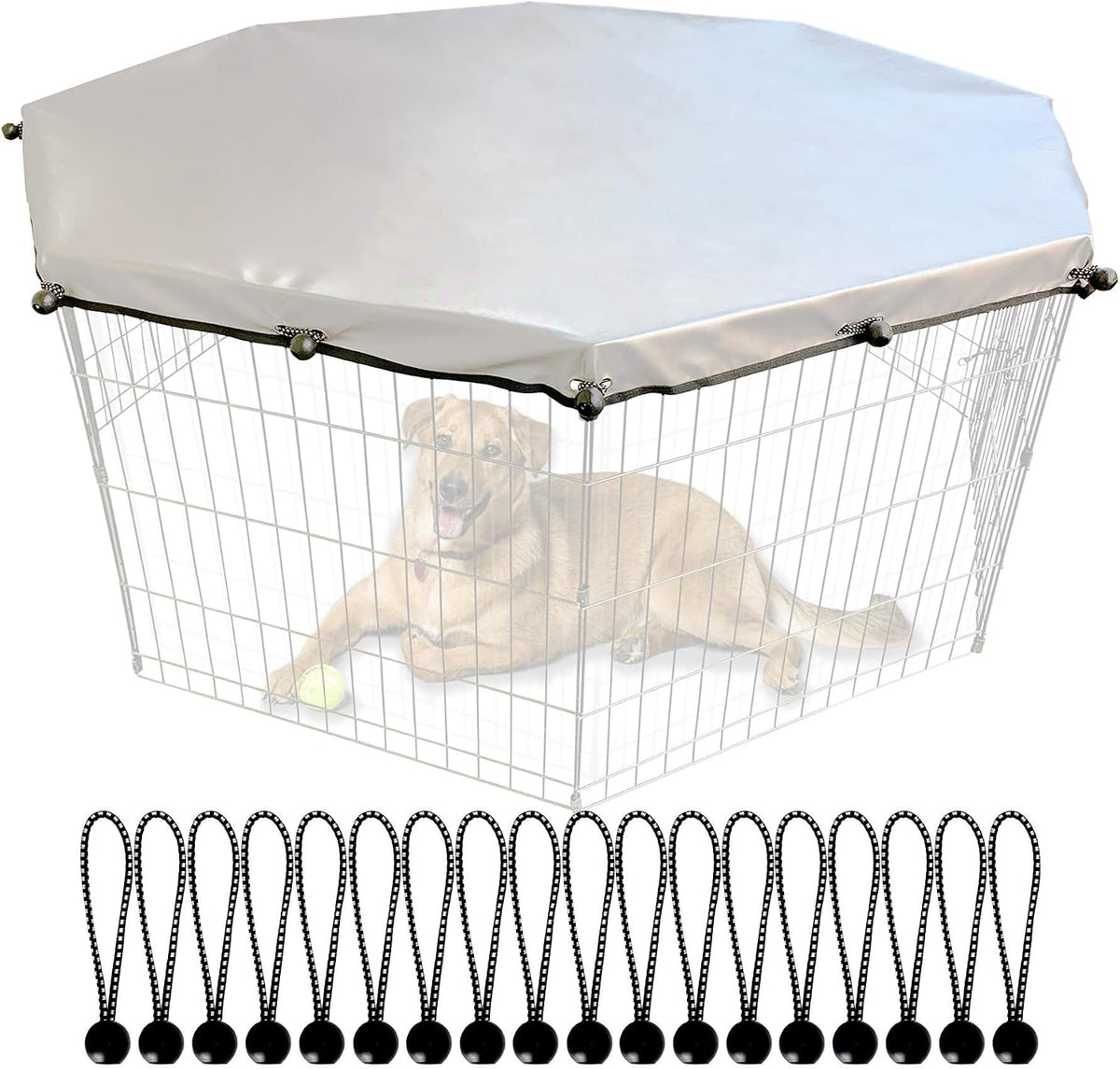 Universal Dog Playpen Cover with Sun/Rain Proof Top - 8x24"W Cover, 600D Oxford