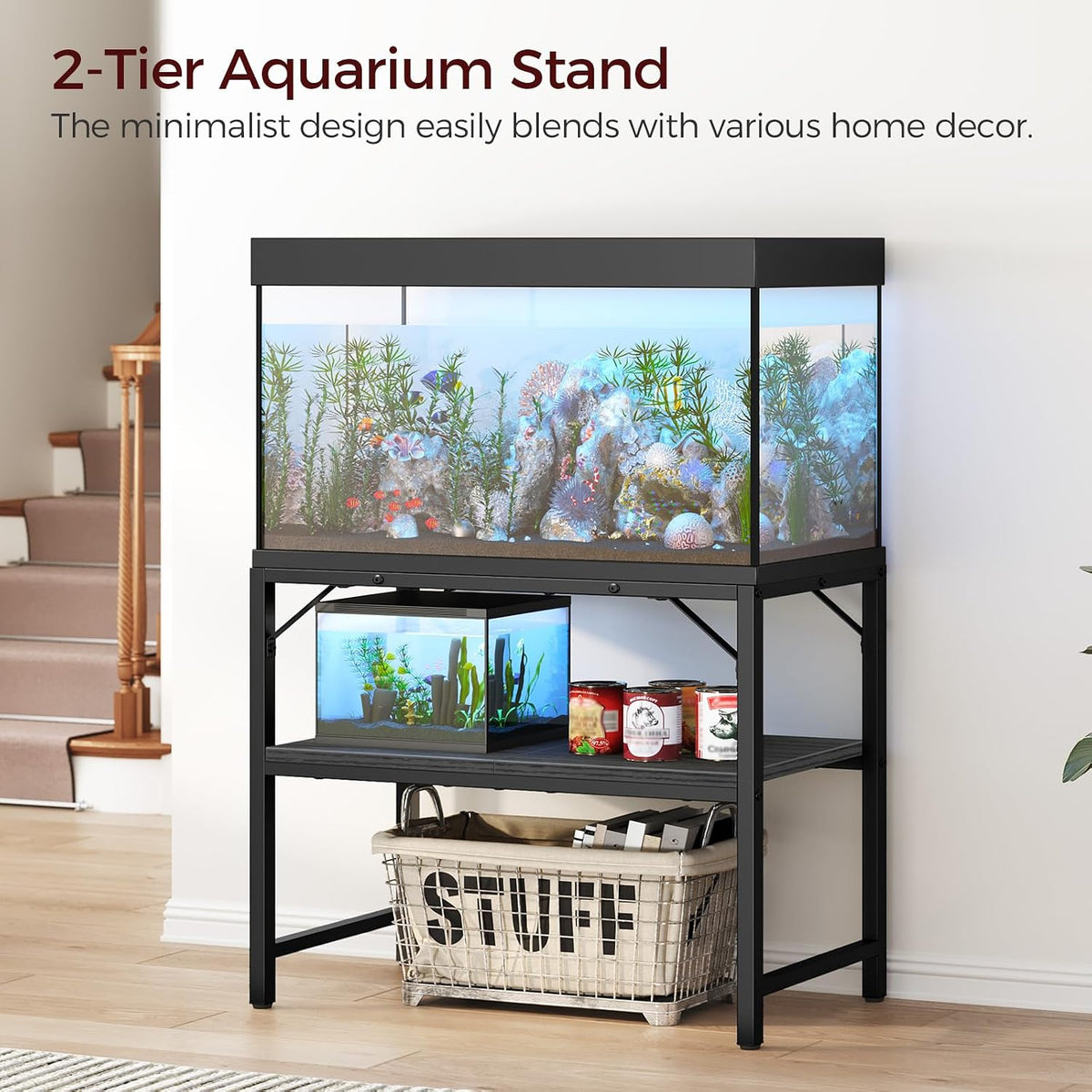 MAHANCRIS 20 Gallon Fish Tank Stand - Black / 40-50 Gallon - image 3