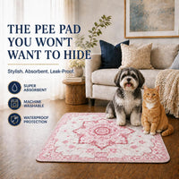 PUPIBOO Washable Pee Pads for Dogs and Cats - Pink Medallion / 36 x 36 Inch (Pack of 2) - image 2