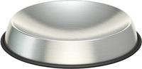 Dr. Catsby's wide shallow stainless steel cat food bowl with silicone mat