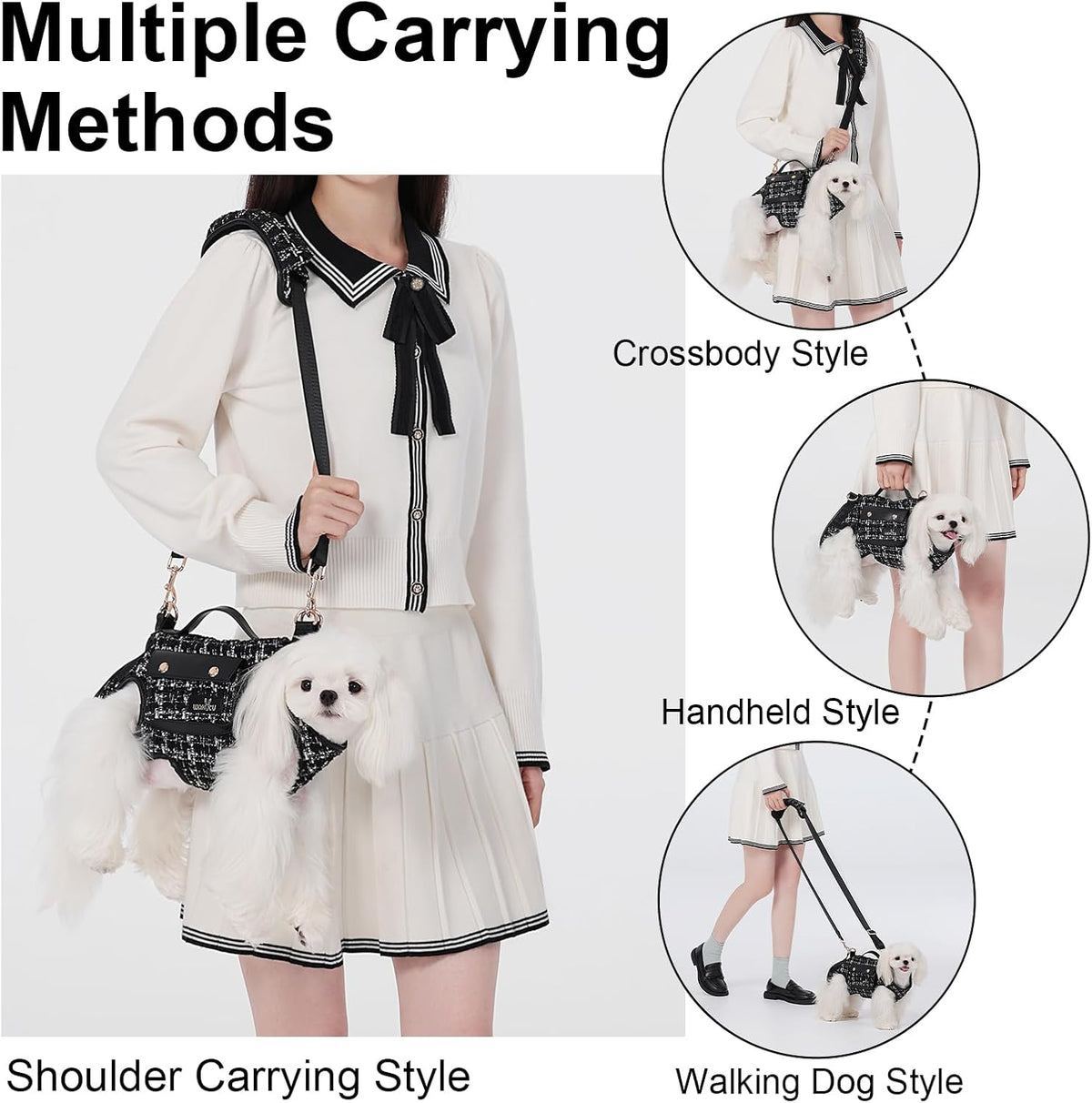 Wakytu Dog Lift Harness Dog Carrier Sling for Small Dogs & Cats - X-Small(2-5 LBS) / 2.0 Black - image 3