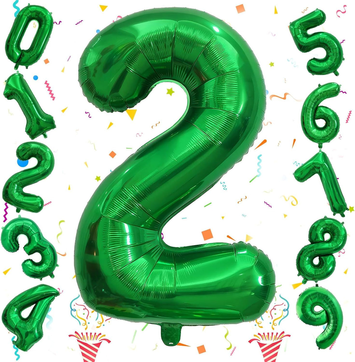 Checkered Number Balloon 1 - Dark Green / Number 2
