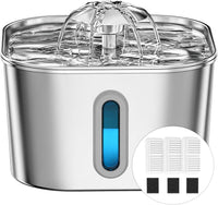 Cat Water Fountain Stainless Steel 74oz/2.2L with 3 Filters & 3 - 2.2L+3Filters+3Sponges