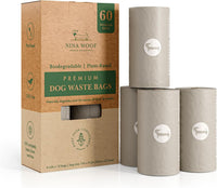Nina Woof Dog Poop Bags for Daily Walks - Gray / 60 Bags (4 Rolls)