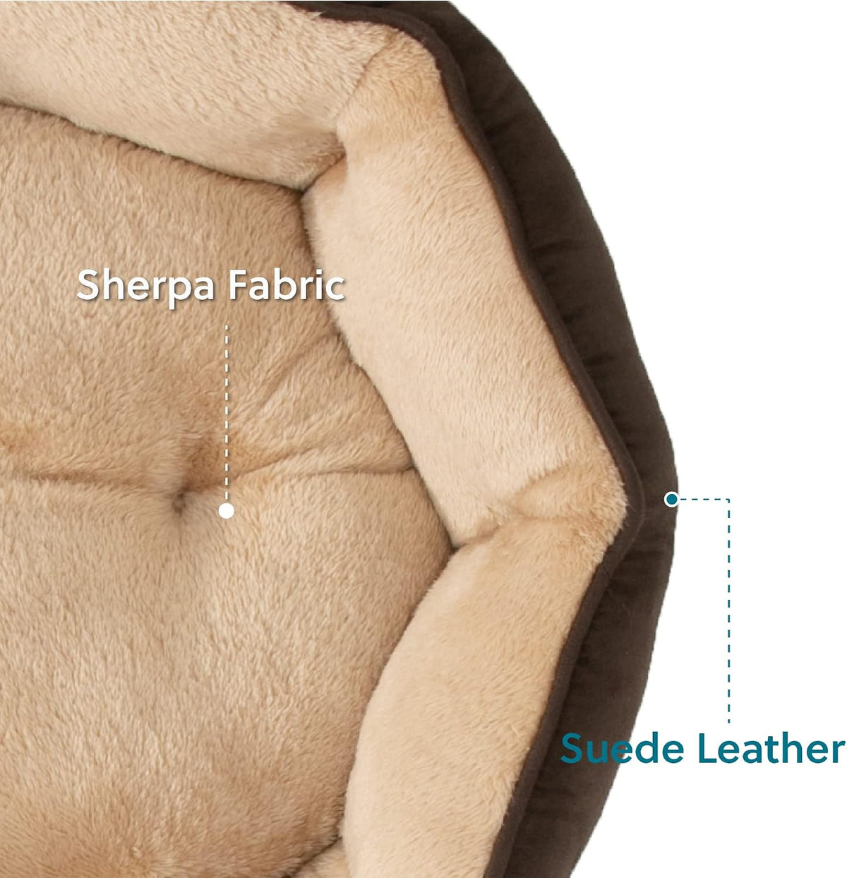 Bedsure Small Dog Bed Washable, Round Cat Beds for Indoor Cats - 25"L x 21"W x 8"Th / Brown - image 2