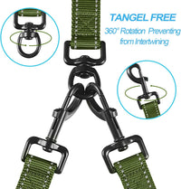Double Dog Leash, No Tangle Dual Leash - Khaki Green - image 2