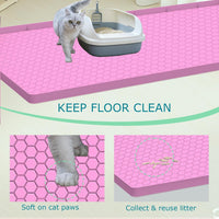 Cat Litter Mat, Silicone Large Cat Mat for Litter Box - 28"L x19"W / Pink - image 2