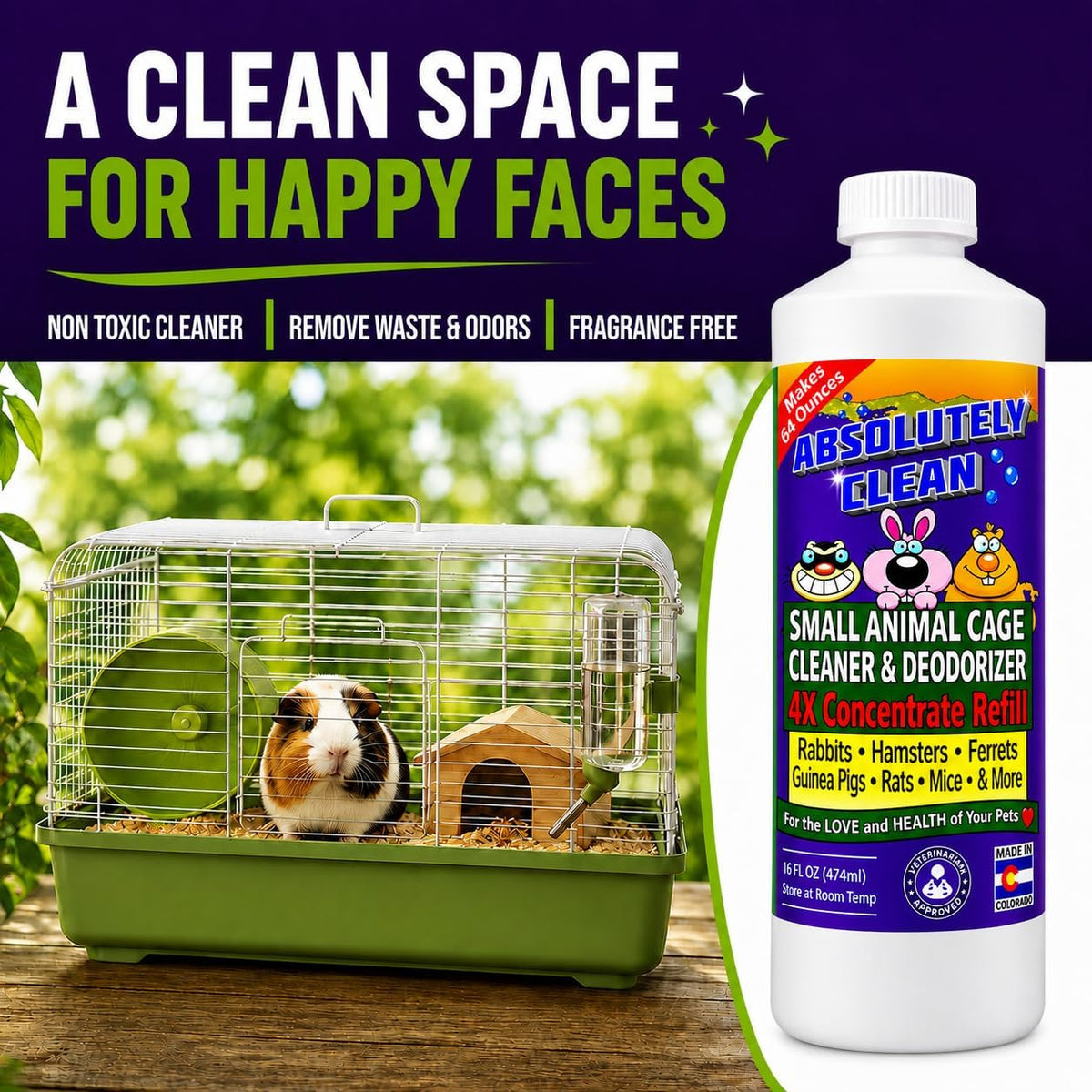 Absolutely Clean Amazing Small Animal Cage Cleaner - 16 Fl Oz Concentrate (Makes 64oz) - image 3