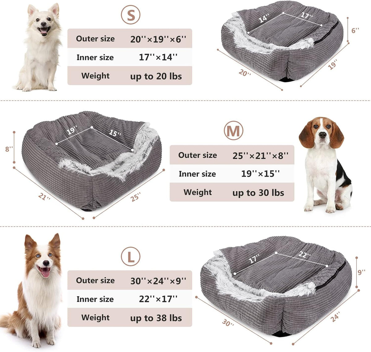 MIXJOY Dog Beds for Small Medium Dogs with Hooded Attached - 30.0"L x 24.0"W x 9.0"Th - image 3