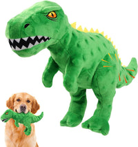 Squeaky Dog Toys for Large Dogs, Tough Tug of War Puppy Toy - Green / Dinosaur