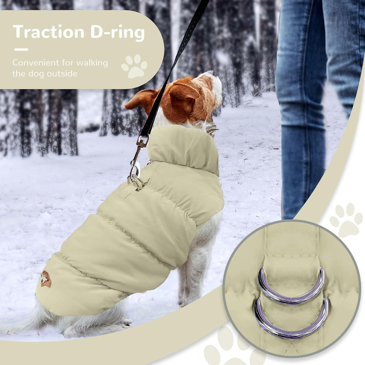 Warm Fleece Dog Jacket Coat for Small Medium Dog Winter Clothes Girl – Essentials for Dogs - Khaki / Small - image 2