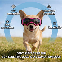 Dog Goggles Small Breed, Dog Sunglasses UV Protection Puppy Eyewear for Small Pet Outdoor Riding - X-Small / Pink - image 4