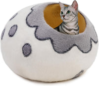Woolygon Felt Cat Cave Bed, Merino Wool, Handcrafted – Essentials for Cats - White Flower