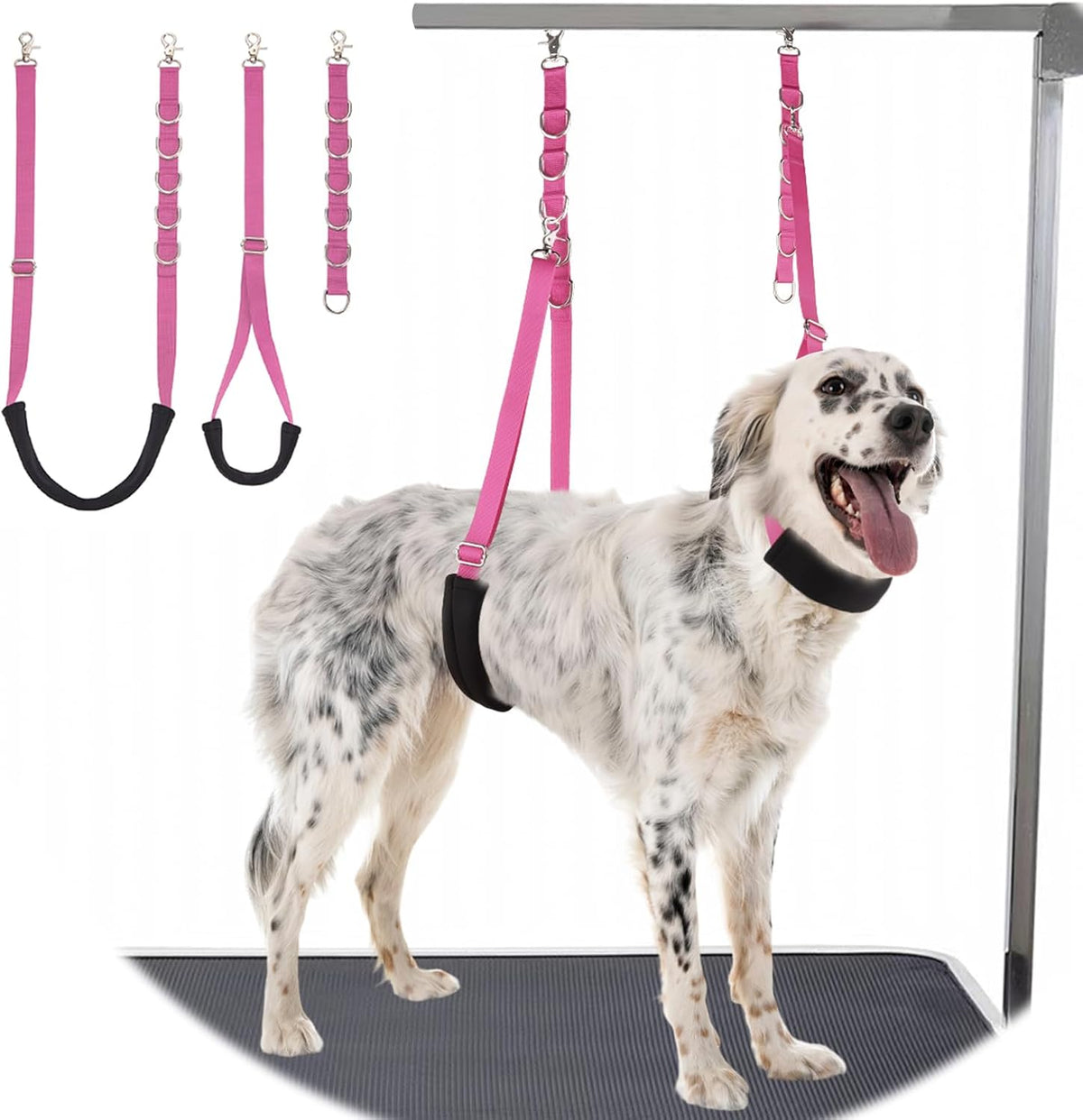 Dog Grooming Belly Strap - 3PCS Grooming Restraint Set Adjustable Belly Band Loops Strap - Pink