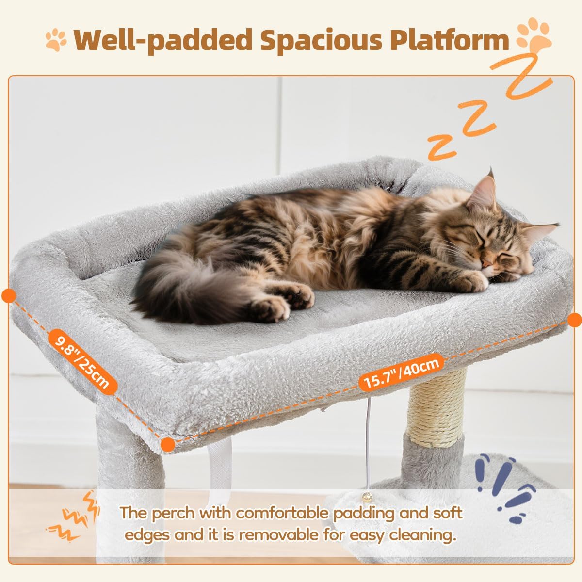 Taoqimiao Cat Tree, Suitable for Kittens - Light Gray / 38.5 Inches - image 4