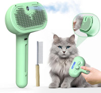 Pet Grooming Brush with Electronic Mist Spray - Green - image 2