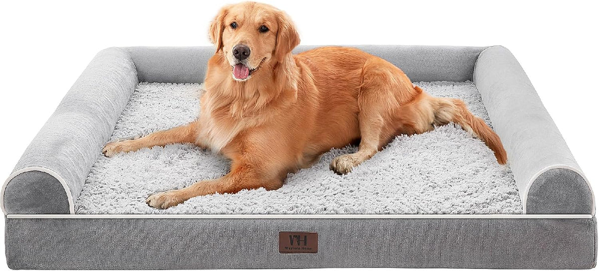 WESTERN HOME Orthopedic Dog Bed Washable Couch for Large Senior Dog - Grey / 36" x 27" x 6.5"