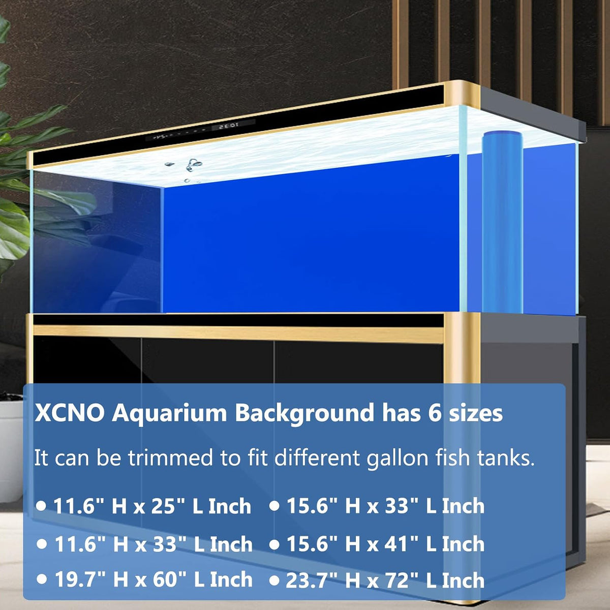 XCNO Aquarium Background for Fish Tank Wallpaper Black Blue Poster - Black Blue / 19.7" H x 60" L - image 3