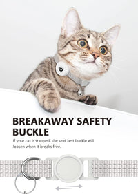 AirTag Cat Collar, Reflective Kitten Collar Breakaway – Essentials for Cats - White - image 4