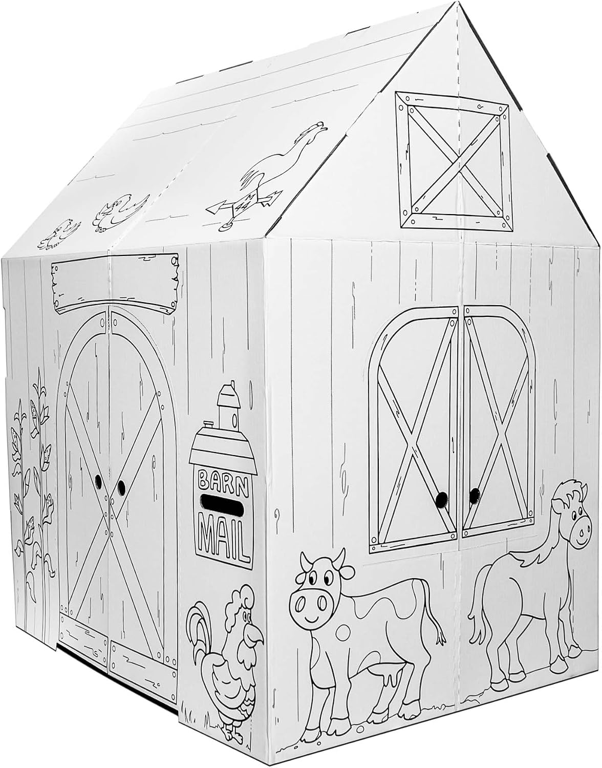 Easy Playhouse Cardboard Barn, Kids Art & Craft Activity