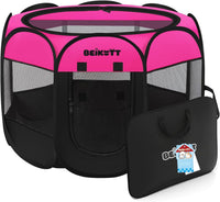 Dog Cat Playpen, Puppy Pet Crate Tent Cage - Rose / L(45"L x 45"W x 23"H)