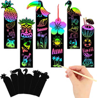 AUGSUN fall rainbow scratch art bookmarks with pumpkin and leaf designs - view 5