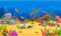 Under The Sea Aquarium Background Turquoise Underwater World Theme - 36(W)x20(H)in / Light Blue