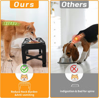 Hubulk Elevated Dog Bowls with 2 Stainless Steel Dog Food & Water - M (8" for M/L Dogs) / Black - image 3