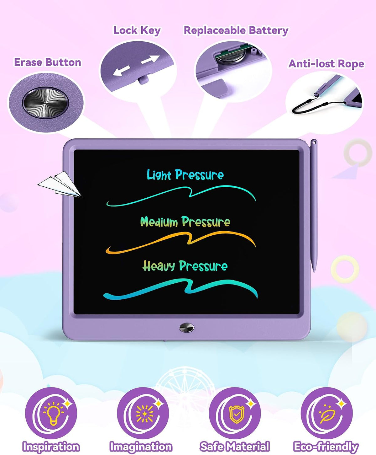 KOKODI 12 Inch LCD Writing Tablet with Anti-Lost Stylus - Purple / 12 inch - image 4