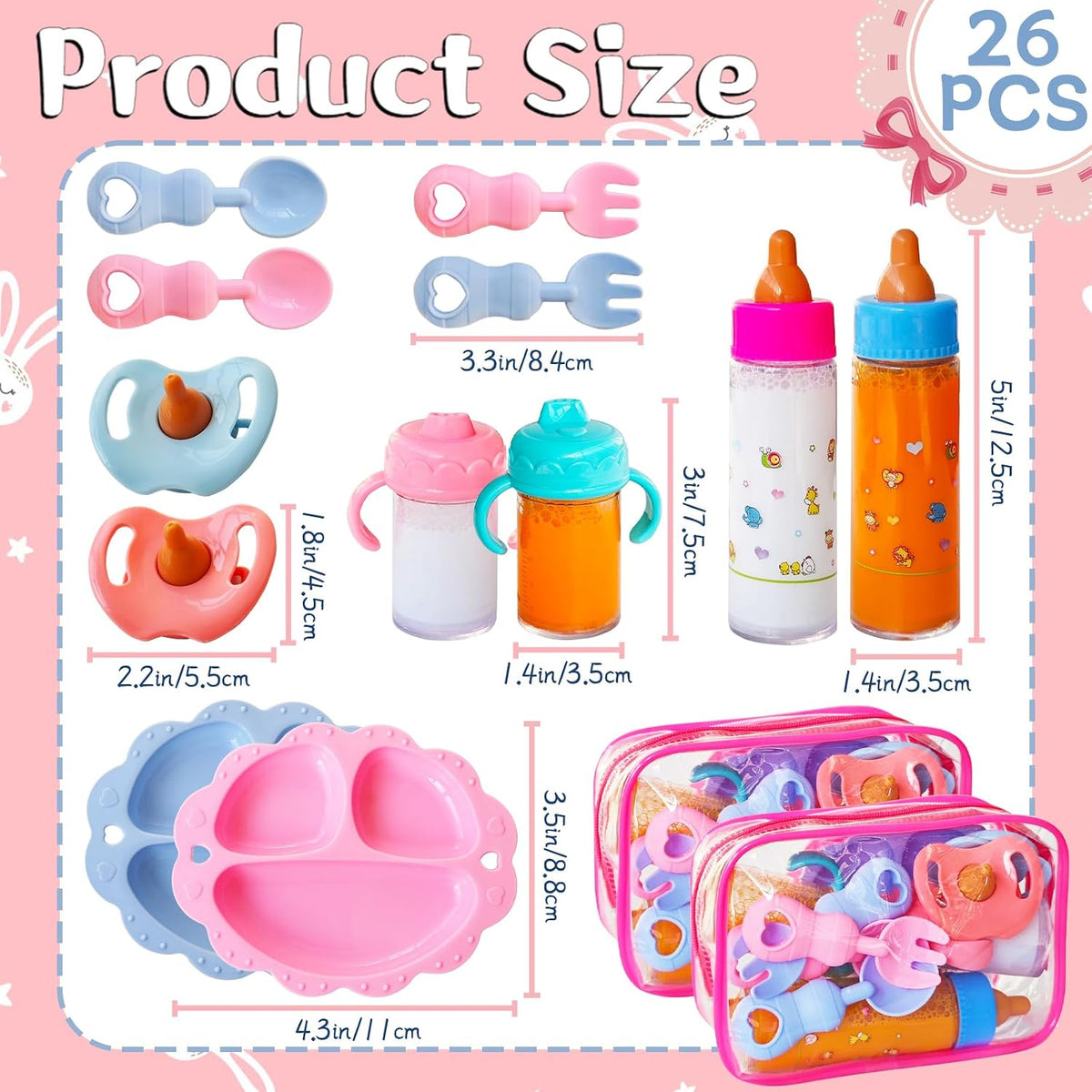 Woozettn 13 Pcs Baby Doll Accessories Magic Bottle Set - 26 Pcs - image 2