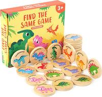 Wooden Memory Game for Kids, 24 Dinosaur Matching Cards – Fun for Kids & Family