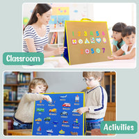 PENGFULL large felt flannel board with blue and beige double-sided surface, folding stand design - view 6
