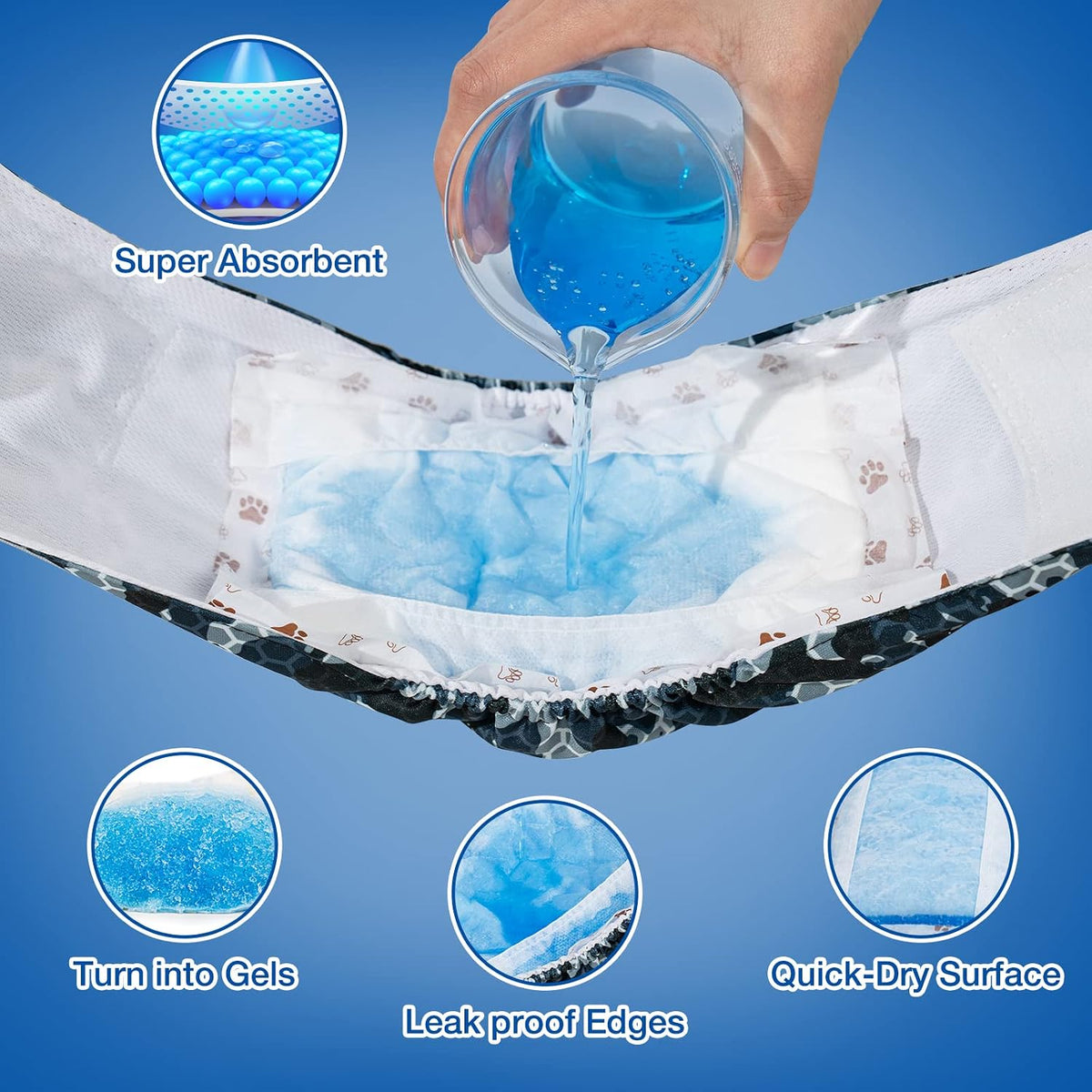 Disposable Dog Diaper Booster Pads XS - Paws / S - (100 Count) - image 4