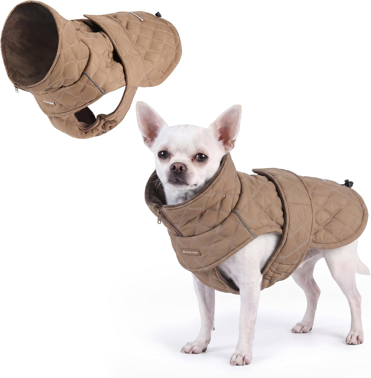 Spark Paws Quilted Dog Winter Coat - Brown / Small