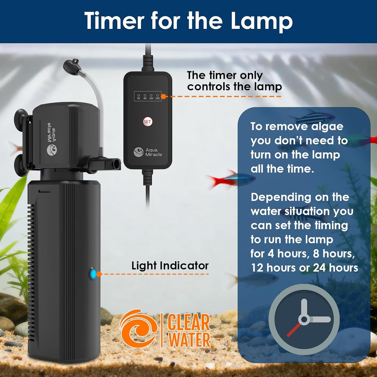 AquaMiracle Aquarium Filter with U, V Light & Filter Sponge - For Aquariums 60-150 Gal(SV-1000) - image 2