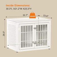 32" Heavy Duty Dog Crate Furniture for Small and Medium Dogs, Metal Kennel for High Anxiety Dogs, Chew Proof Pet Cage Indoor, Decorative Dog Kennel End Table, White