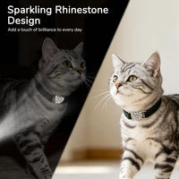 BINGPET Diamond Cat Collar with Bell, Adjustable Kitten Collar - Black(Heart) / Neck Girth 6"-8" - image 3
