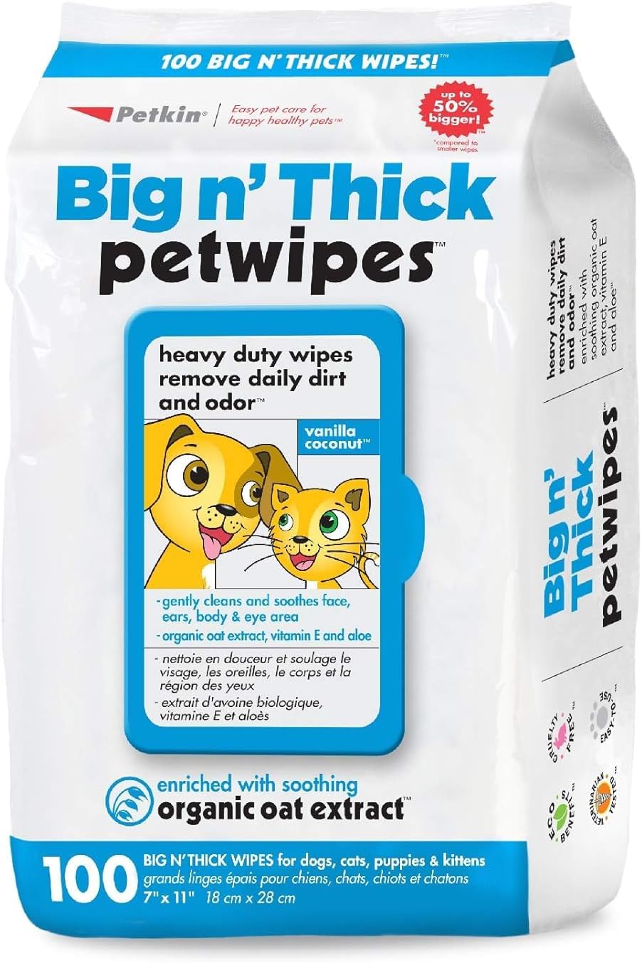 Petkin Big N' Thick Petwipes – Essentials for Dogs - 1