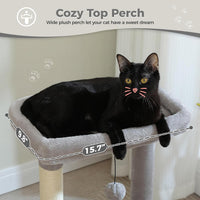 PEQULTI Small Cat Tree Tower for Indoor Cats - Grey / L(15.8"L x 15.8"W x 33"H) - image 3