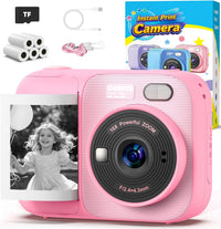 Kids Instant Print Camera with 5 Rolls Print Paper - Pink
