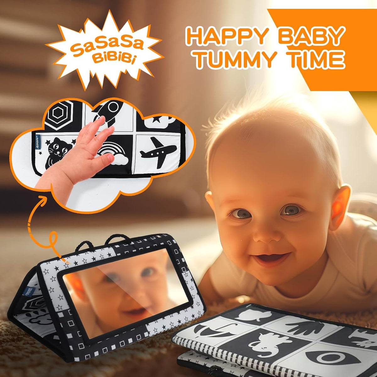 Starrykids 6-in-1 Montessori toys for babies 0-6 months with spinning drum and tummy time mirror - view 7