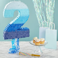 BLUE PANDA Pull String Pinata Number 5, Ombre Blue - Number 2 - image 2