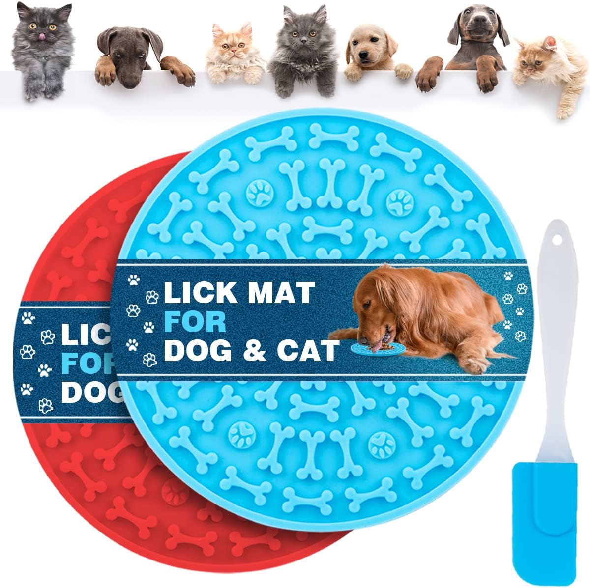 Dog Lick Pad, Pet Bathing Grooming Distraction Wall Mounted Silicone Slow Feeder Mat with Strong