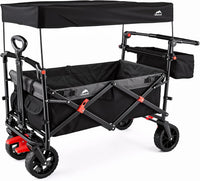 MAIZOA foldable kids wagon stroller for 2 kids with removable canopy and seat belt