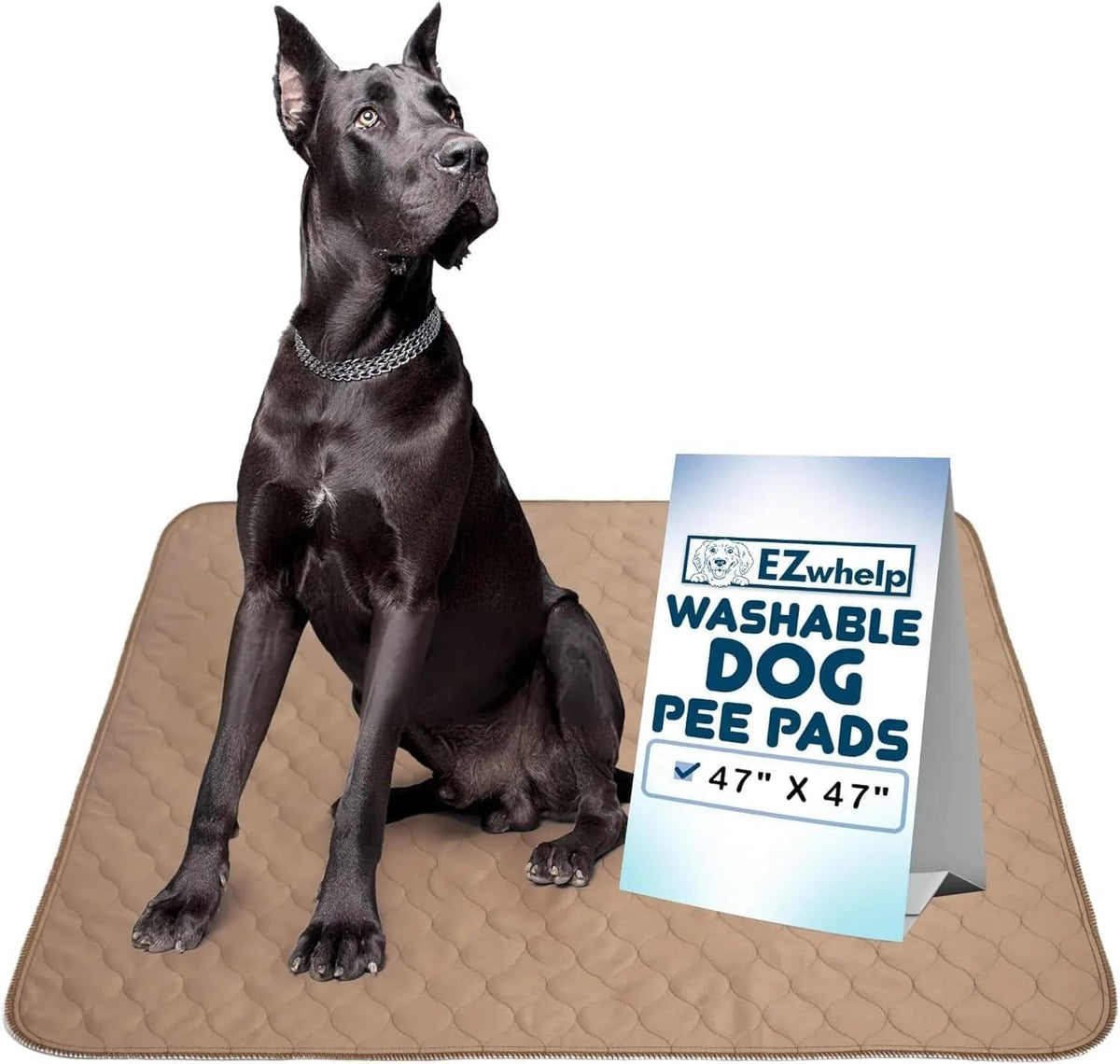 Washable Dog Training Pads, Reusable Waterproof Whelping - 47x47 Inch (Pack of 1, Rounded Corners)