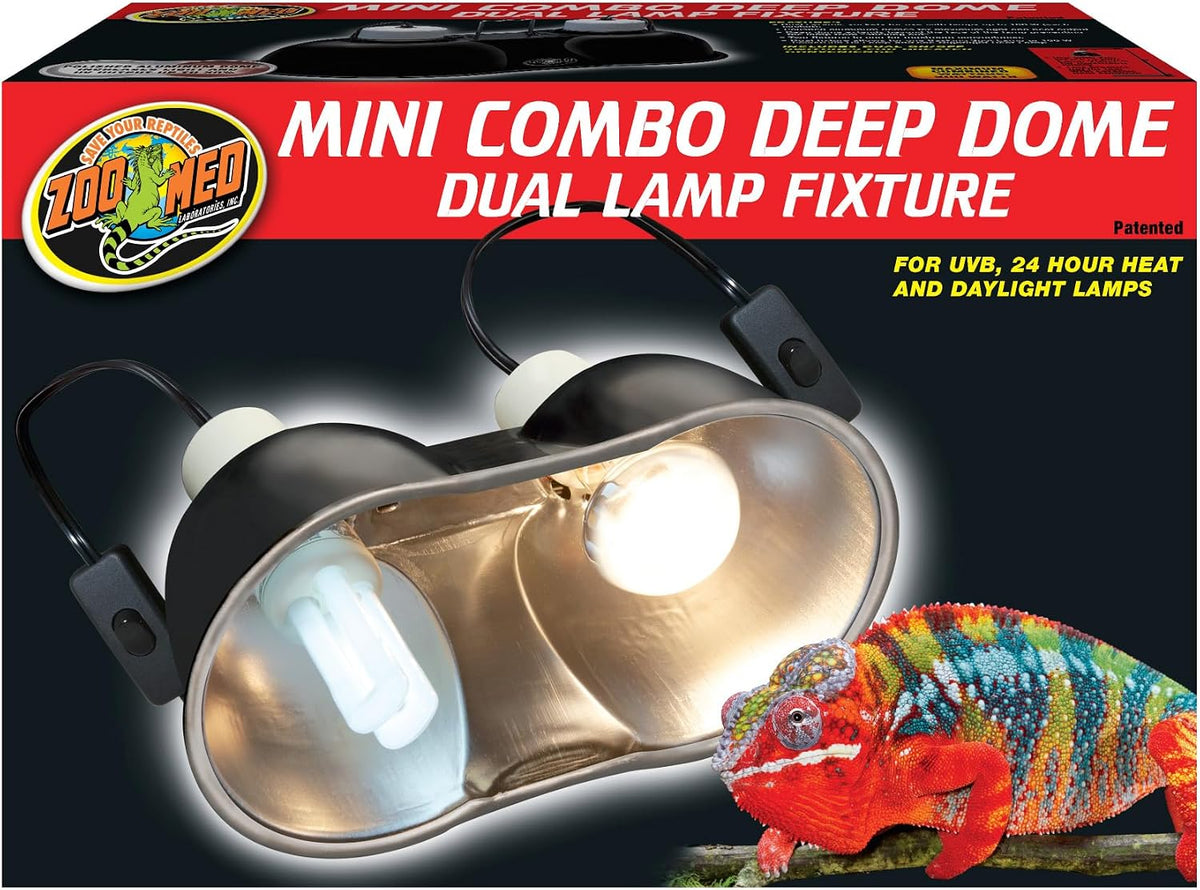 Zoo Med Combo Mini Deep Dome Clamp Lamp Fixture 2 x 5-1/2 Inch Deep