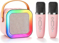 Mini Kids Karaoke Machine Ages 3-12 - Pink - 2 Mics