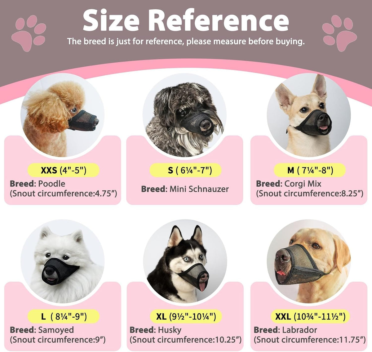 Mesh Dog Muzzle Suits for Small Medium Large Dogs Dog Muzzle Set – Essentials for Dogs - Pink / Medium 3 PCS(S-L) - image 2